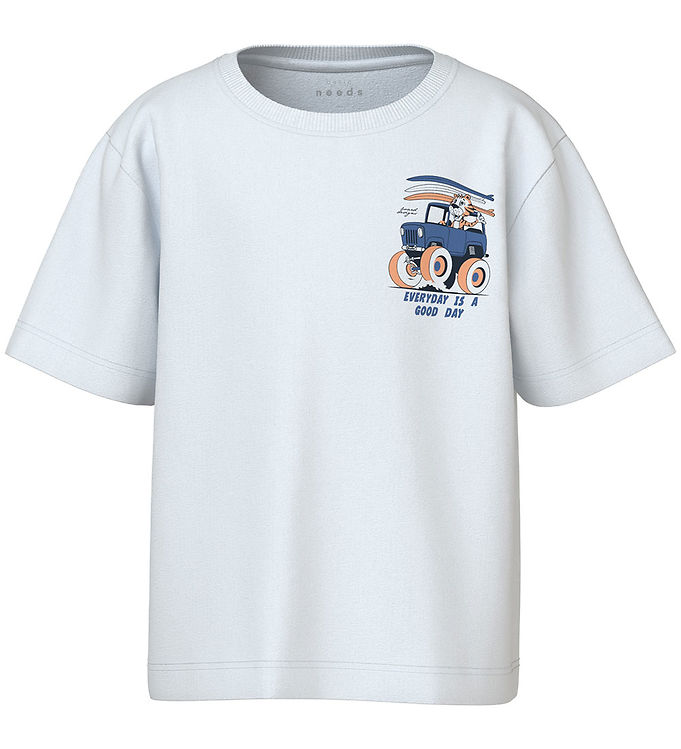 Name It T-shirt Bright White Med Bilprint - Str. 6y 116cm