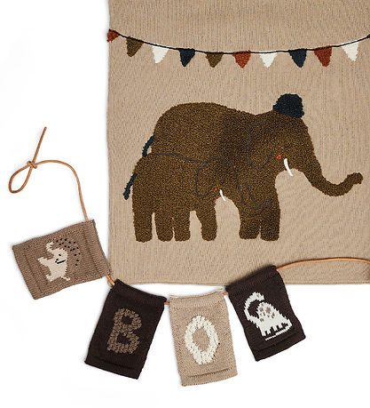 Smallstuff Strikket Flag - Elefant - Natur Motiv