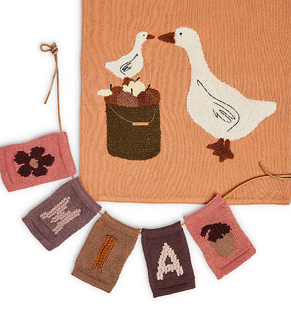Smallstuff Strikket Flag - Blomst - Rosa Motiv