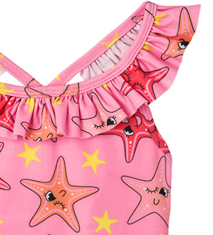 Småfolk Badedragt - UV50+ - Bubblegum m. Søstjerner