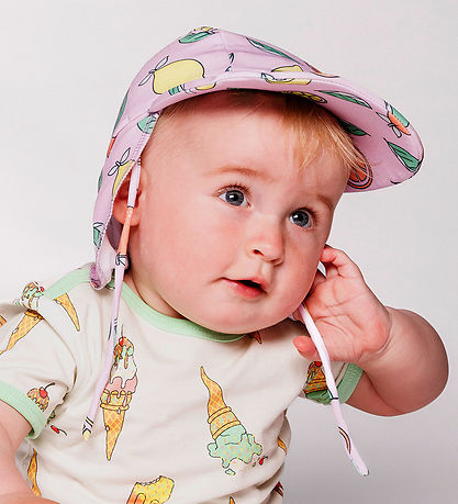 Småfolk Badehat - UV50+ - Pink lavender m. Citroner og Appelsine
