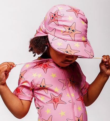 Småfolk Badehat - UV50+ - Bubblegum m. Søstjerner Småfolk Badehat - UV50+ - Bubblegum m. Søstjerner
