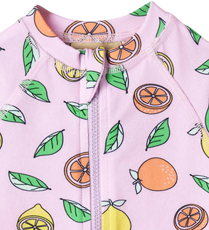 Småfolk Badeheldragt - UV50+ - Pink lavender m. Frugter