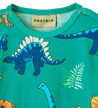 Småfolk Body k/æ - Teal m. Dinosaurer