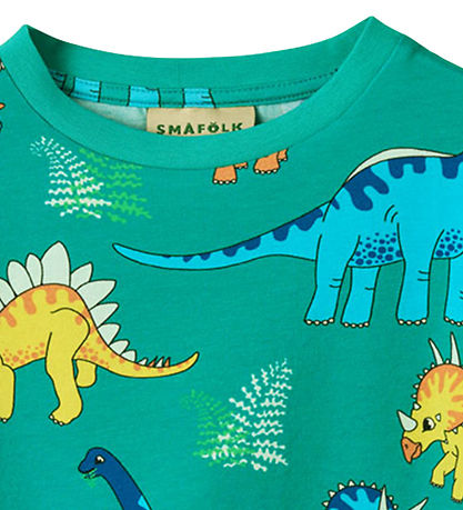 Småfolk T-shirt - Teal m. Dinosaurer Småfolk T-shirt - Teal m. Dinosaurer