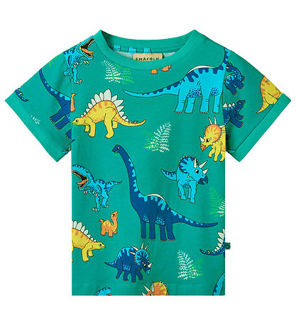 Småfolk T-shirt - Teal m. Dinosaurer