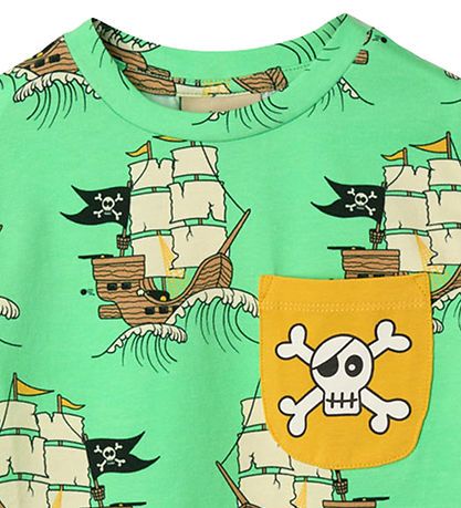Småfolk T-shirt - Minty Green Tea m. Piratskibe Småfolk T-shirt - Minty Green Tea m. Piratskibe