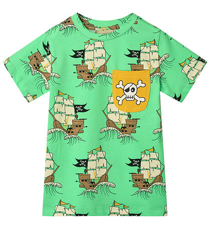 Småfolk T-shirt - Minty Green Tea m. Piratskibe Småfolk T-shirt - Minty Green Tea m. Piratskibe