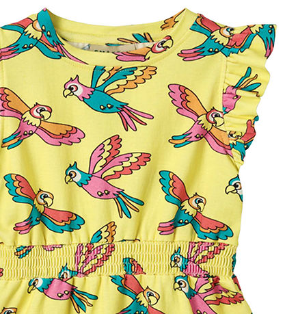 Småfolk Kjole - Custard m. Papegøjer