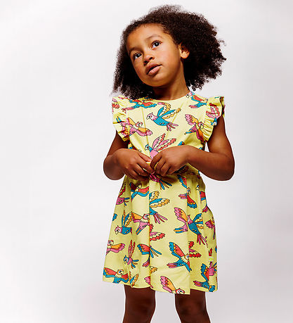 Småfolk Kjole - Custard m. Papegøjer Småfolk Kjole - Custard m. Papegøjer