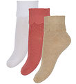 Konges Sløjd Strømper - 3-pak - Frill - Sand/Optic White/Raspber Konges Sløjd Strømper - 3-pak - Frill - Sand/Optic White/Raspber