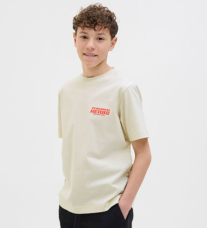 Jack & Jones T-shirt - JcoInterlude - Sweet Corn m. Tekst