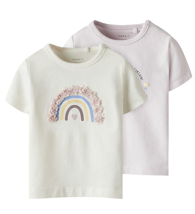 Name It T-shirt - NbfFines - 2-pak - Cloud Dancer/Light Lila
