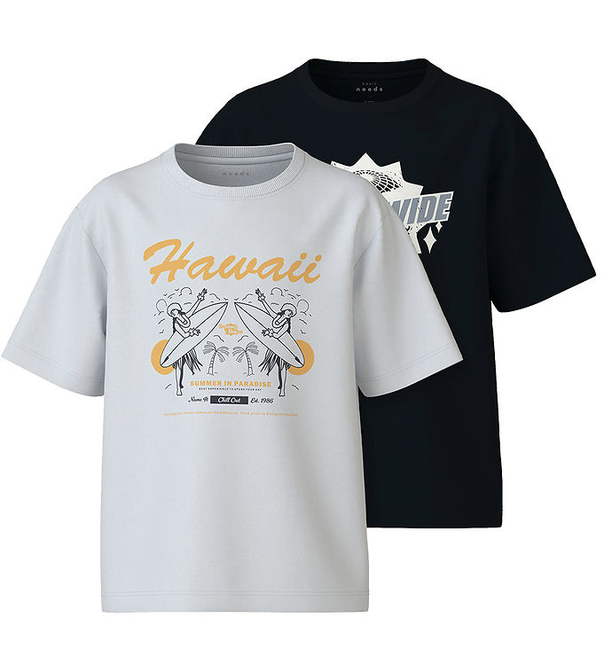 Name It T-shirt - NkmVilogo - 2-pak - Black/Bright White