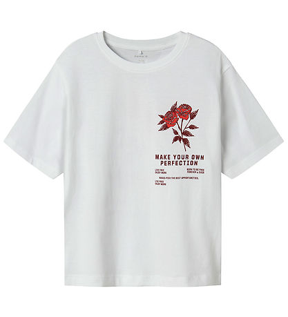 Name It T-shirt - NkfHominu - Bright White/Wild Heart