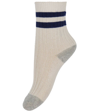 Konges Sløjd Strømper - 2-pak - Rib - Off White/Multi Strip Konges Sløjd Strømper - 2-pak - Rib - Off White/Multi Strip