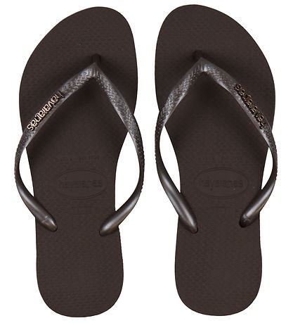 Havaianas Klipklapper - Slim Logo Metallic - Dark Brown