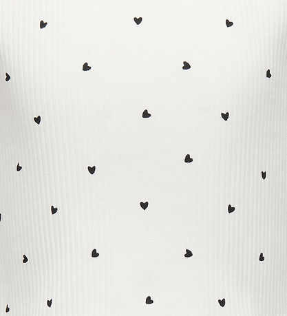 Kids Only T-shirt - KogBella - Rib- Cloud Dancer/Black Hearts