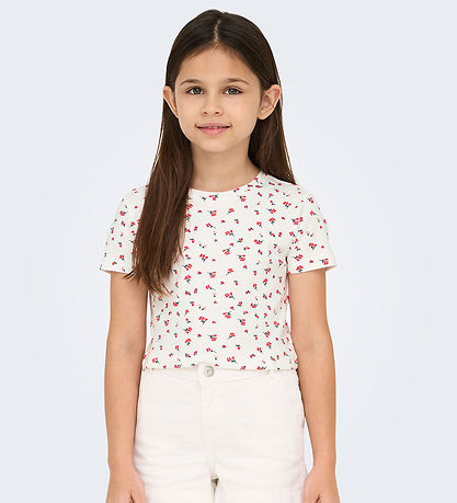 Kids Only T-shirt - KogBella - Rib - High Risk Red/White Backgro Kids Only T-shirt - KogBella - Rib - High Risk Red/White Backgro