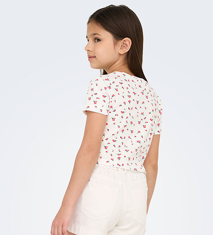 Kids Only T-shirt - KogBella - Rib - High Risk Red/White Backgro Kids Only T-shirt - KogBella - Rib - High Risk Red/White Backgro