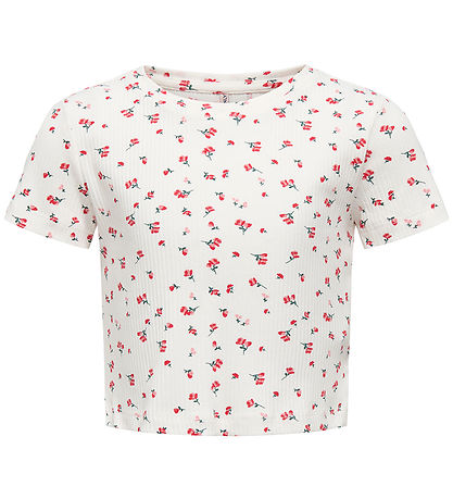 Kids Only T-shirt - KogBella - Rib - High Risk Red/White Backgro Kids Only T-shirt - KogBella - Rib - High Risk Red/White Backgro