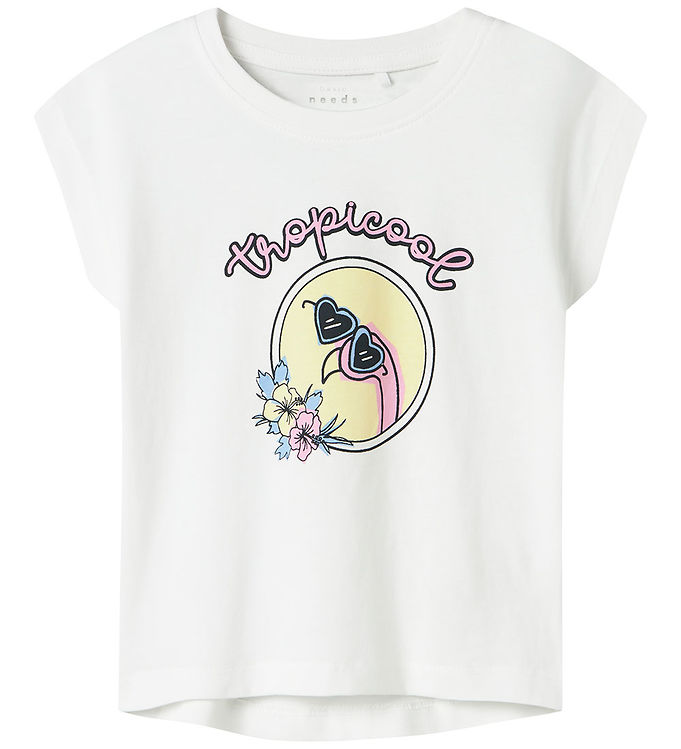 Name It T-shirt - NmfViolet - Bright White/Tropicool