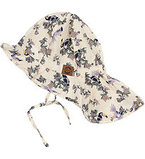 Mikk-Line Sommerhat - Long Neck - UV50+ - White Swan m. Blomster Mikk-Line Sommerhat - Long Neck - UV50+ - White Swan m. Blomster