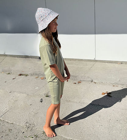 Petit Crabe Coverall Swimsuit - Noe - UV50+ - Olive w. Cherries