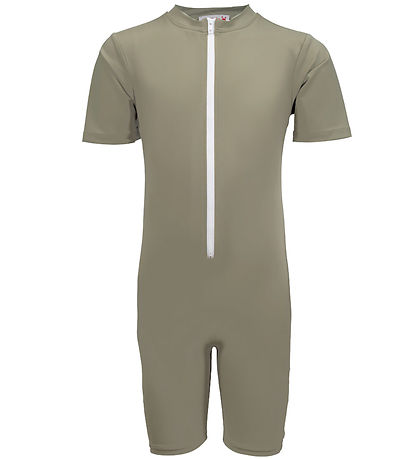 Petit Crabe Coverall Swimsuit - Noe - UV50+ - Olive w. Cherries