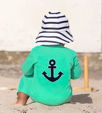 Petit Crabe Coverall Swimsuit - Lou - UV50+ - Parrot w. Anchor