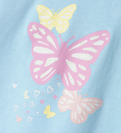 Name it T-shirt - NmfVigea - Chambray Blue/Butterflies