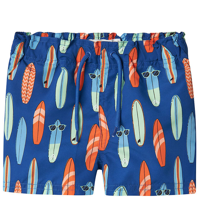 Name It Badeshorts Surf The Web Med Surfbræt-print Og Justerbar Talje - Str. 1.5y 86cm