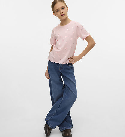 Vero Moda Girl T-shirt - VmPaulina - Pink-A-Boo/Red hearts