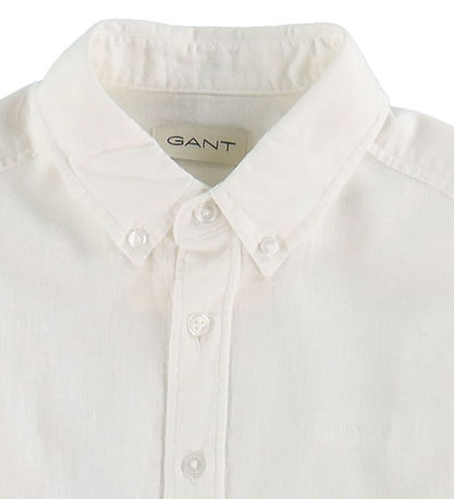GANT Skjorte - Hør/Bomuld - Hvid