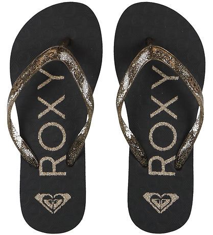 Roxy Flip Flops - Viva Sparkle - Black/Gold
