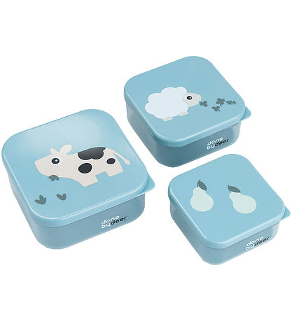 Done by Deer Snackbokse - Tiny Farm - 3-pak - Blå Done by Deer Snackbokse - Tiny Farm - 3-pak - Blå