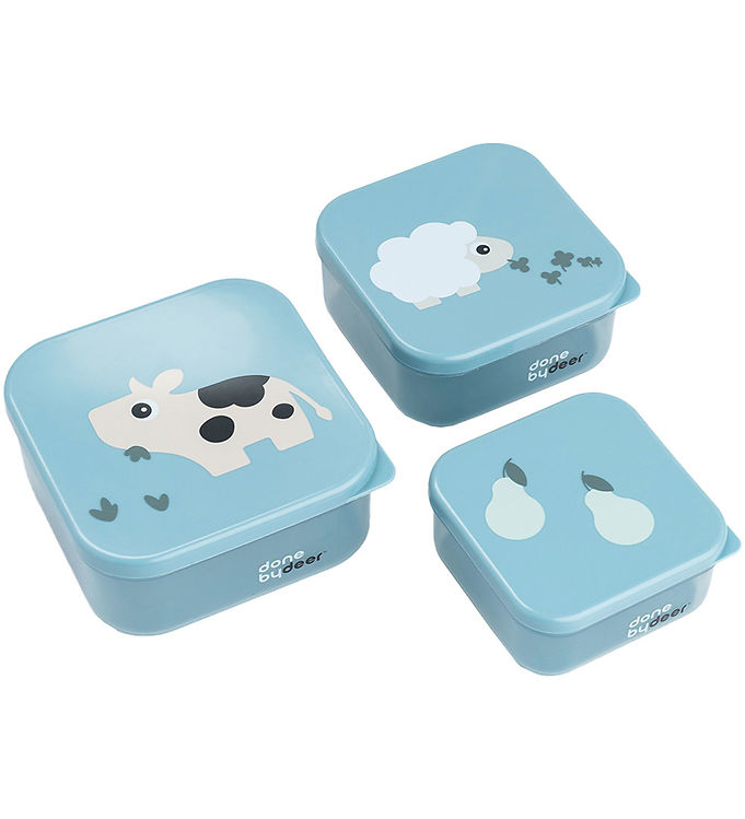 Done by Deer Snackbokse - Tiny Farm - 3-pak - Blå billede