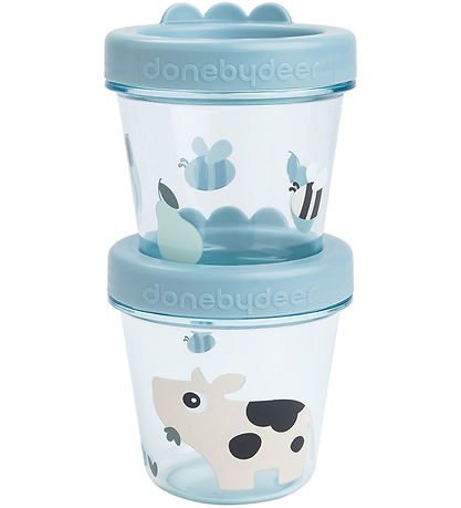 Done by Deer Madbeholdere - Tiny Farm - 2-pak - Blå Done by Deer Madbeholdere - Tiny Farm - 2-pak - Blå