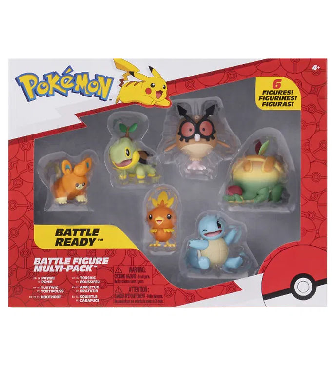 Pokémon Battle Legetøjsfigurer - Pawmi, Squirtle, Torchic, Turtwig, Hoothoot, Appletun, 4+år - 6 stk.