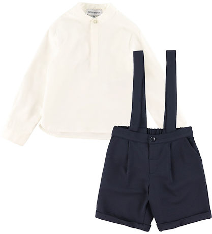 Emporio Armani Sæt - Skjorte/Shorts - Dark Navy/Hvid