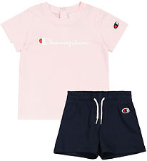 Champion Sæt - T-shirt/Shorts - Pink/Navy Champion Sæt - T-shirt/Shorts - Pink/Navy