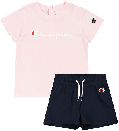 Champion Sæt - T-shirt/Shorts - Pink/Navy Champion Sæt - T-shirt/Shorts - Pink/Navy