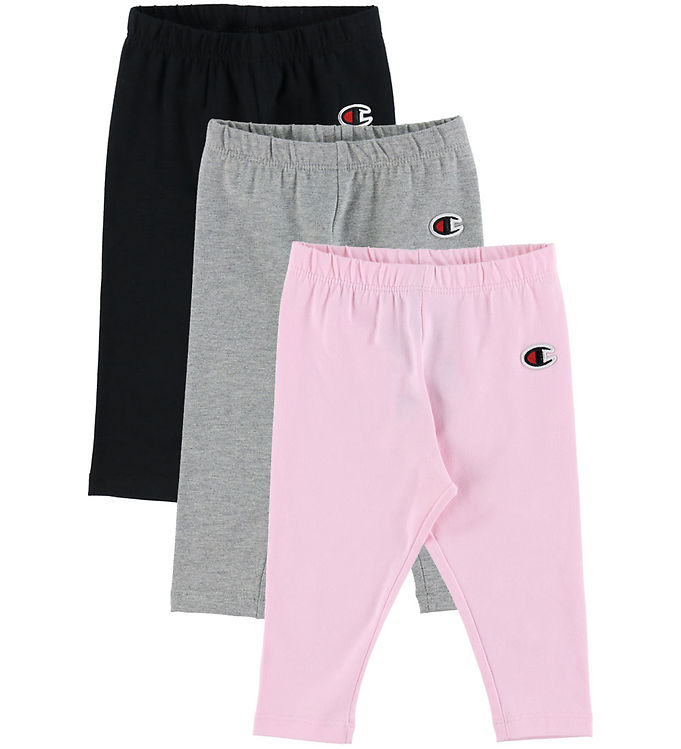 Champion Leggings - 3-pak - Pink/Grå/Sort