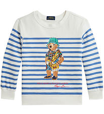 Polo Ralph Lauren Sweatshirt - Blå/Hvid Stribet m. Bamse Polo Ralph Lauren Sweatshirt - Blå/Hvid Stribet m. Bamse