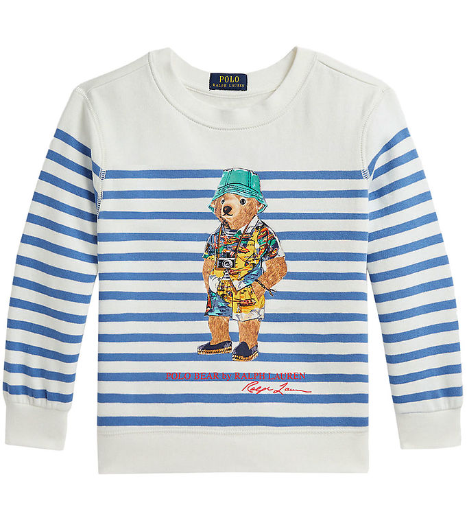 Polo Ralph Lauren Sweatshirt - Blå/Hvid Stribet m. Bamse