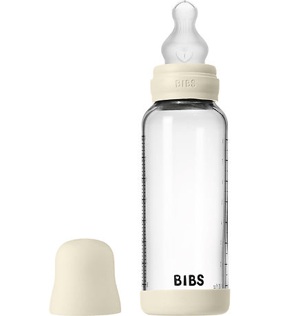 BIBS Sutteflaske - 240 ml - Glas/Silikone - Ivory BIBS Sutteflaske - 240 ml - Glas/Silikone - Ivory
