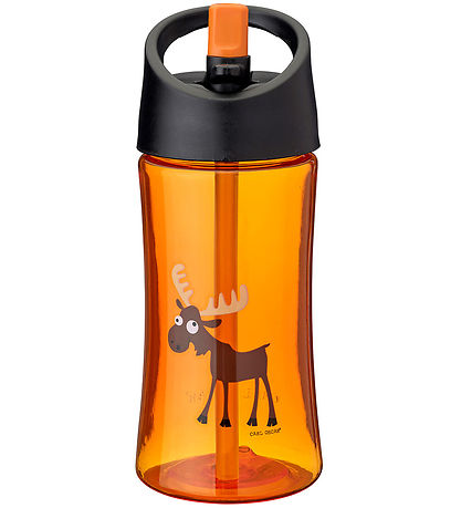 Carl Oscar Drikkedunk m. Sugerør - 350 ml - Orange m. Elg Carl Oscar Drikkedunk m. Sugerør - 350 ml - Orange m. Elg