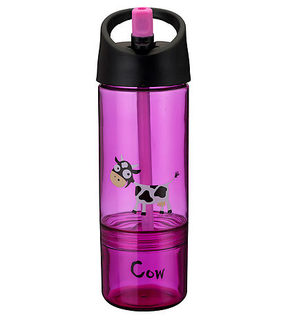 Carl Oscar Drikkedunk m. Sugerør - 2-i-1 - Lilla m. Ko