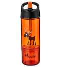 Carl Oscar Water Bottle w. Straws - 2-I-1 - Orange w. Moose