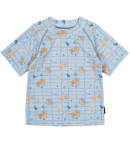 Mikk-Line Badebluse - UV50+ - Faded Denim m. Tern/Print